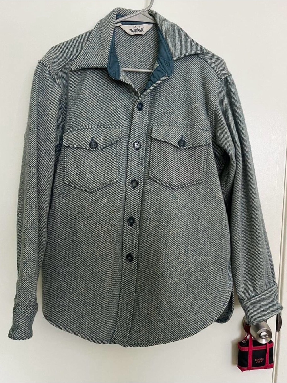 Woolrich Gray Herringbone Lightweight Shirt Jacket